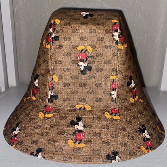 🔥 SOLD 🔥 AUTHENTIC GUCCI X MICKEY GG SIGNATURE MONOGRAM BUCKET HAT SZ M HTF - Picture 7 of 11